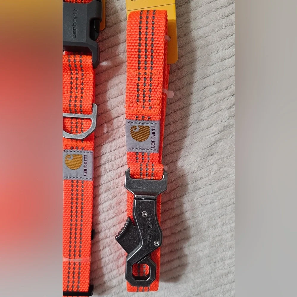 Carhartt Hunter Orange Reflective Dog Collar (L) & Matching Leash (L)